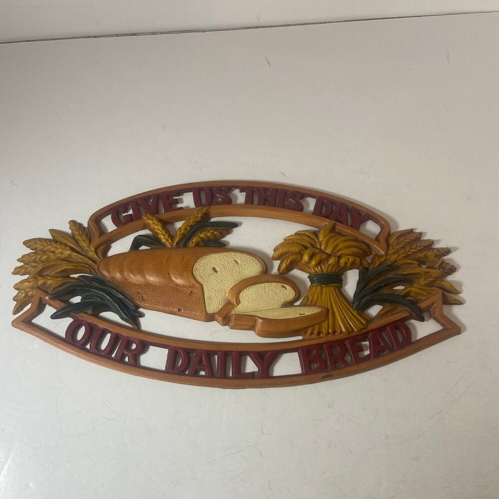 Give Us This Day Our Daily Bread Sexton 1 Vintage 1960's MCM Metal Sign EUC